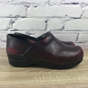 Dansko Brown Leather Slip On Clogs 38